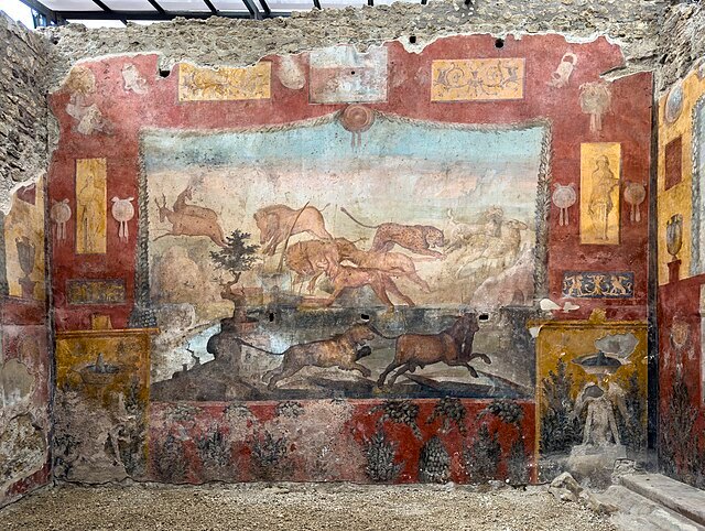Dramatic Predator-and-Prey Fresco Restored at the House of the Ceii, Pompeii