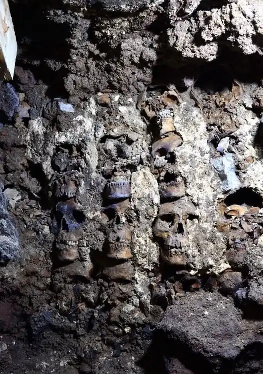 Huey Tzompantli Aztec skull rack