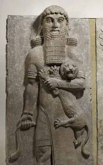 Anunnaki holding lions in Mesopotamian art
